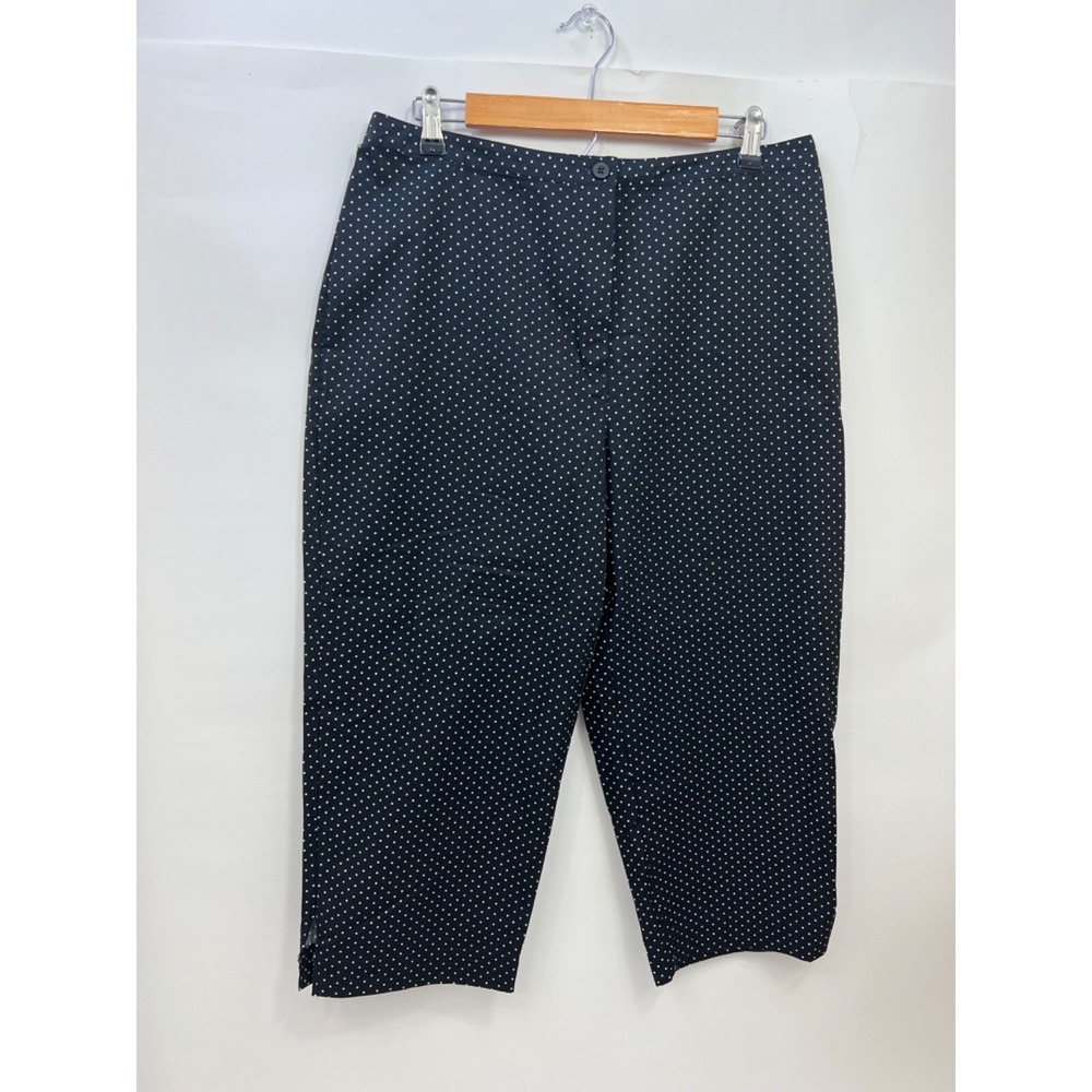 Charter Club Capri Petite‎ Pants Cotton Black White Polka Dots Womens Sz 14P